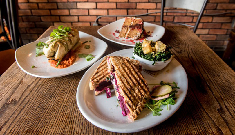 Various plated dishes on display from The Root Cellar located in London, Ontario